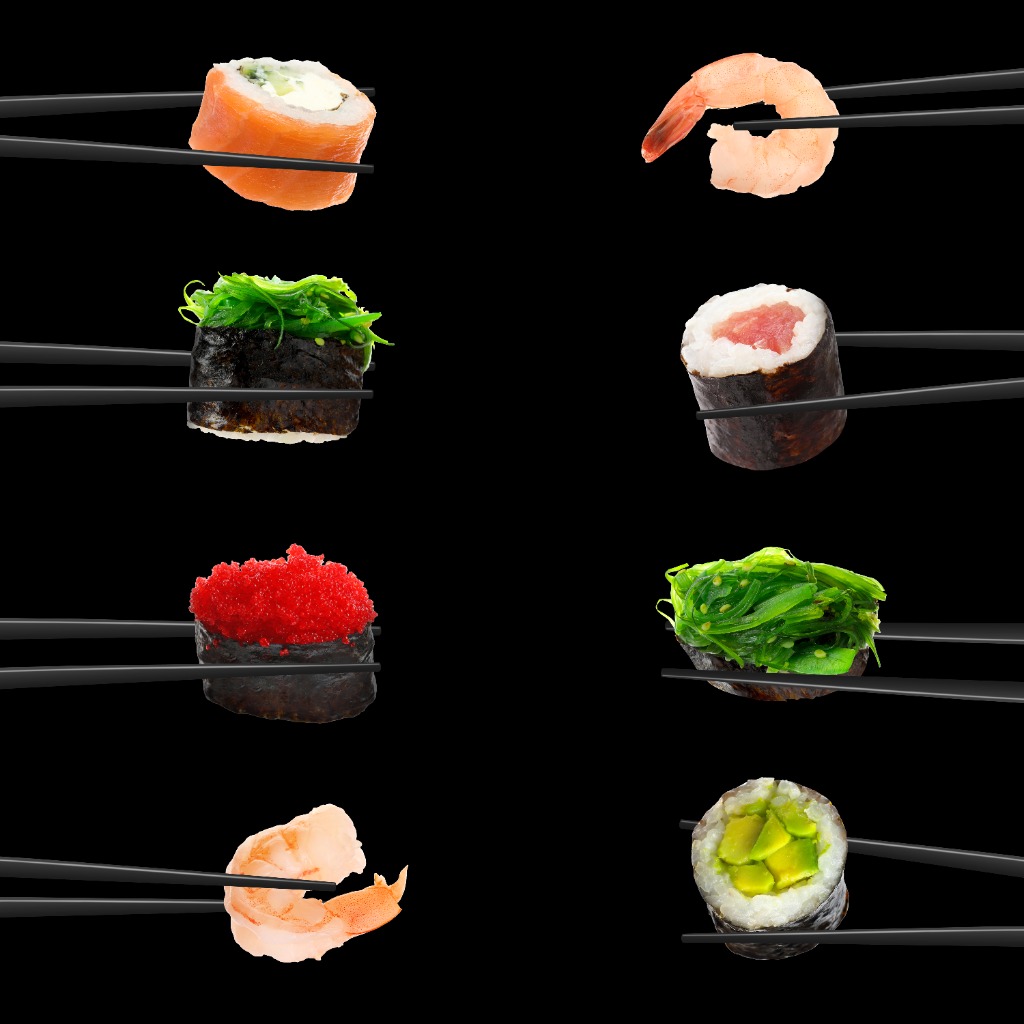 Premium nigiri sushi on dark wooden board