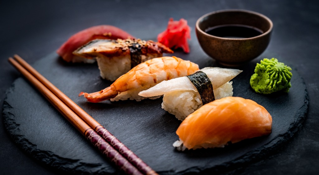 Premium nigiri selection on slate